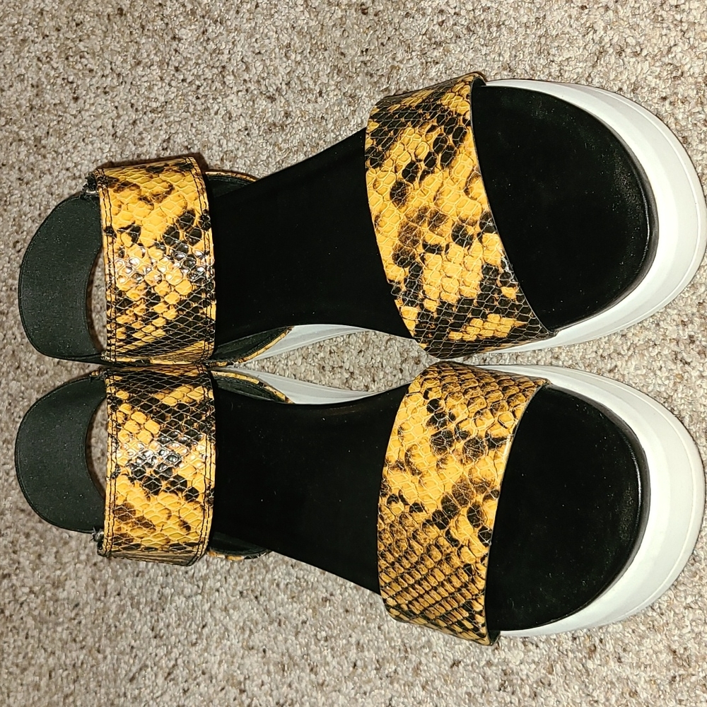Franco Sarto Yellow Snakeskin Sandals